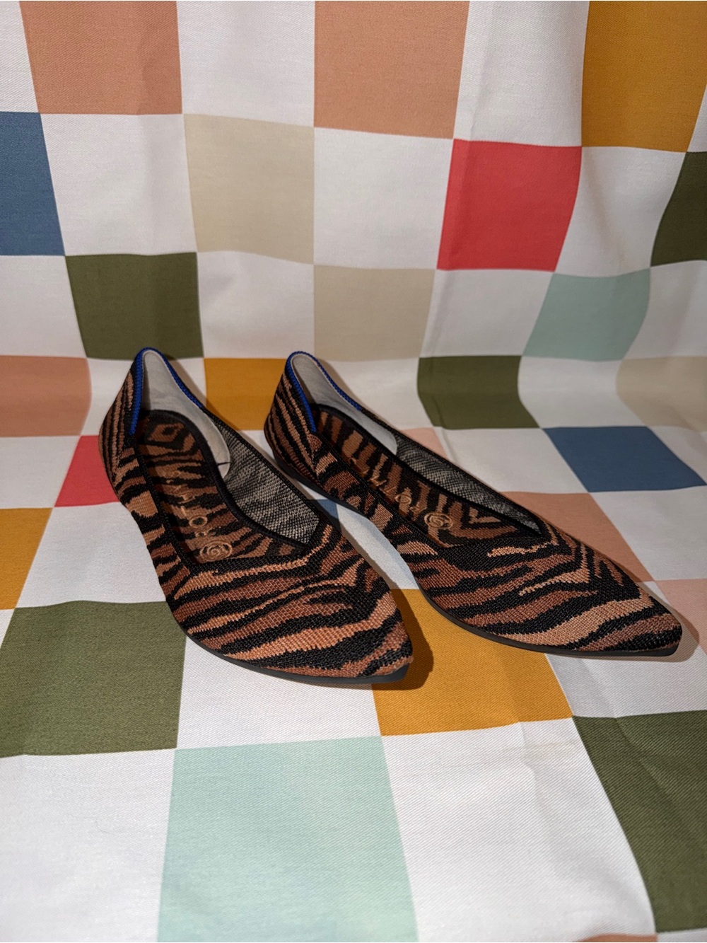 Rothy’s Pointed Tiger/Zebra-Print Knit Flats